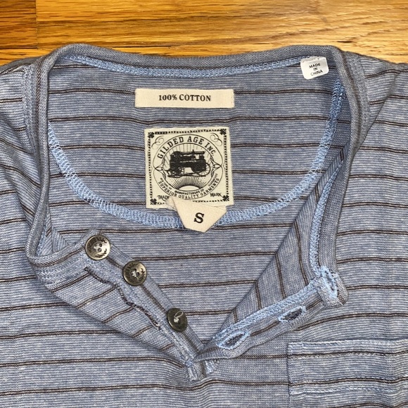 Gilded Age Inc - Henley T-shirt - Light Blue - Size Small - Picture 7 of 10